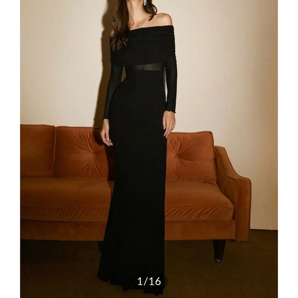 REVOLVE & MINIMALIST lovers COMMENSE overfold off shoulder mesh long dress‎ XS